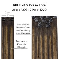 Hotbanana Clip In Hair Extensions Real Human Hair 140G 9Pcs 22 Inch Dark Brown To Chestnut Brown Clip In Human Hair Extensions S