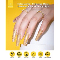 Burano Reflective Gel Nail Polish 73Ml Reflective Diamond Nail Glitter Gel Polish Sparkly Gold Color Gel Polish Holographic G