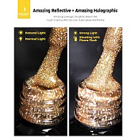 Burano Reflective Gel Nail Polish 73Ml Reflective Diamond Nail Glitter Gel Polish Sparkly Gold Color Gel Polish Holographic G