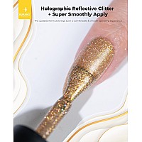 Burano Reflective Gel Nail Polish 73Ml Reflective Diamond Nail Glitter Gel Polish Sparkly Gold Color Gel Polish Holographic G