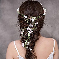 Ynimioaox Handmade Adjustable Flower Wreath Headband Halo Floral Crown Garland Headpieced13White Pink