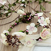 Ynimioaox Handmade Adjustable Flower Wreath Headband Halo Floral Crown Garland Headpieced13White Pink