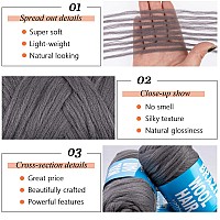 Ruiyok 2 Pcs Dark Grey Brazilian Wool Hair For Braids Acrylic Hand Knitting Yarn For Goddess Faux Locs With Curly Ends African C