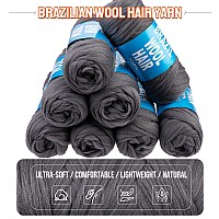 Ruiyok 2 Pcs Dark Grey Brazilian Wool Hair For Braids Acrylic Hand Knitting Yarn For Goddess Faux Locs With Curly Ends African C