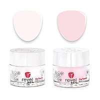 Revel Nail Dip Powder Clear And Pink Powder Dip Nail Polish Chip Resistant Dip Nail Powder With Vitamin E And Calcium Diy Ma