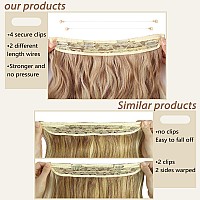 Invisible Wire Hair Exetensions 20 Inch Clip In Hair Extensions With Invisible Wire Adjustabel Size Long Wave Hair Extensions Wi