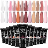 Modelones Poly Gel 12 Colors Nude Pink Natural All Seasons Colors Poly Nail Extension Gel Builder Nail Gel Design Professional S