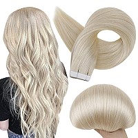 Full Shine Blonde Tape In Hair Extensions Color 60 Blonde Tape In Extensions 28 Inch 20 Pcs Tape In Human Hair 50 Gram Double Si