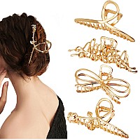 Parcce 4 Pack Large Metal Hair Clips For Thin To Thick Curly Hair 43 Inch Big Nonslip Gold Color Clamps Perfect Fashion Jaw C