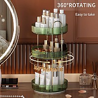 Yciadone 360 Rotating Makeup Organizer And Storage For Vanity Countertop 3 Tiers High Capacity Cosmetic Skincare Perfume Organ