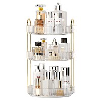 Yciadone 360 Rotating Makeup Organizer And Storage For Vanity Countertop 3 Tiers High Capacity Cosmetic Skincare Perfume Organ