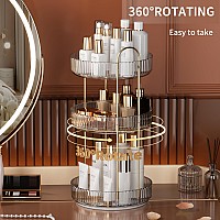 Yciadone 360 Rotating Makeup Organizer And Storage For Vanity Countertop 3 Tiers High Capacity Cosmetic Skincare Perfume Organ