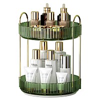 Yciadone 360 Rotating Makeup Organizer And Storage For Vanity Countertop 2 Tiers High Capacity Cosmetic Skincare Perfume Organ