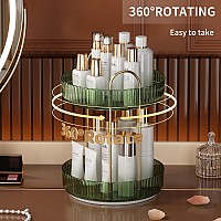 Yciadone 360 Rotating Makeup Organizer And Storage For Vanity Countertop 2 Tiers High Capacity Cosmetic Skincare Perfume Organ