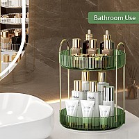 Yciadone 360 Rotating Makeup Organizer And Storage For Vanity Countertop 2 Tiers High Capacity Cosmetic Skincare Perfume Organ