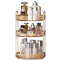 Yciadone 360 Rotating Makeup Organizer And Storage For Vanity Countertop 3 Tiers High Capacity Cosmetic Skincare Perfume Organ