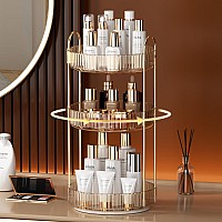 Yciadone 360 Rotating Makeup Organizer And Storage For Vanity Countertop 3 Tiers High Capacity Cosmetic Skincare Perfume Organ