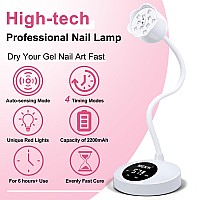 Mekk Uv Nail Lamp 30W Gooseneck Nail Lamp Mini Uv Light For Nails With Auto Sensor Flash Cure Lamp Gel Nails With Four Timers Uv