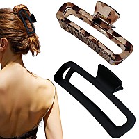 Nalodu Hair Claw Clips 5 Inch Unbreakable Square Rectangle Clip Clamp Neutral Colors For Thick Curly Long Hair Women 2 Pack