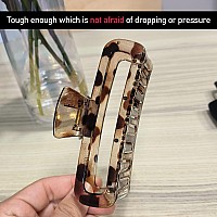 Nalodu Hair Claw Clips 5 Inch Unbreakable Square Rectangle Clip Clamp Neutral Colors For Thick Curly Long Hair Women 2 Pack