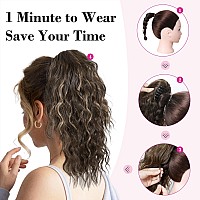 Reecho 14 Ponytail Extension Short Claw Multi Layered Clip On Ponytail Extension Fake Pony Tails Soft Wavy Curly Clip In Hair