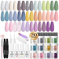 Rosalind 29Pcs Dip Nails Powder Starter Kit 20 Pastel Color Dip Powder Nail Kit Nude Purple Glitter Series Nail Dip Powder Colo