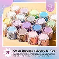 Rosalind 29Pcs Dip Nails Powder Starter Kit 20 Pastel Color Dip Powder Nail Kit Nude Purple Glitter Series Nail Dip Powder Colo