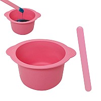 Kvzvk Silicone Wax Bowl For Hair Removal Reusable Nonstick Wax Pot Liner With Wax Spatula Pink