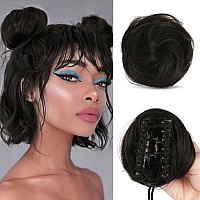 Sofeiyan 2Pcs Mini Claw Clip In Hair Bun Extension Synthetic Wig Accessory Updo Space Bun Hair Messy Cat Ears Hair Bun Pieces Fo