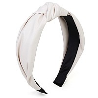 Leather Headbands For Women Knotted Fashion Women Headbands Creamy White Top Knot Headband For Girls Hairband For Women Hair Acc