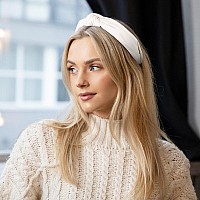 Leather Headbands For Women Knotted Fashion Women Headbands Creamy White Top Knot Headband For Girls Hairband For Women Hair Acc