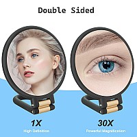 Sifolo 30X Magnifying Mirror Travel Hand Mirrors With Handle Double Side Handheld Mirror With 1X 30X Magnification Adjustab