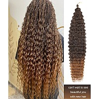 Batisi Curly Braiding Hair Ombre Brown Curly Crochet Hair For Black Women 1 Pack Ocean Wave Crochet Hair 30 Inch 1Bt30 Deep Wav