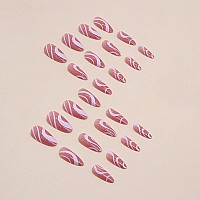 24 Pcs Acrylic Press On Nails Medium Glue On Nails For Women Fake Nails With Glue Mediumpurple Swirl