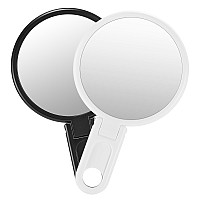 Omiro Small Hand Mirror 3 Inches Mini Hand Held Compact Folding Mirror For Men Women Blackwhite Pack Of 2