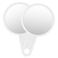 Omiro Small Hand Mirror 3 Inches Mini Hand Held Compact Folding Mirror For Men Women White Pack Of 2