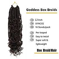 Lmzim 12 Inch Boho Box Braids Crochet Hair Bohomian Crochet Box Braids Curly Ends 8 Pack 3X Crochet Braids Synthetic Braiding Ha