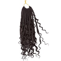 Lmzim 12 Inch Boho Box Braids Crochet Hair Bohomian Crochet Box Braids Curly Ends 8 Pack 3X Crochet Braids Synthetic Braiding Ha