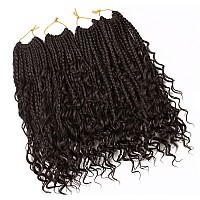 Lmzim 12 Inch Boho Box Braids Crochet Hair Bohomian Crochet Box Braids Curly Ends 8 Pack 3X Crochet Braids Synthetic Braiding Ha