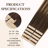 Goo Goo Tape In Hair Extensions Human Hair 4274 Balayage Chocolate Brown To Caramel Blonde 16Inch 25G 10Pcs Thick Ends Stra