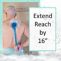 Eot Wellness Bendable Long Handled Silicone Body Brush Hair Scrubber Bath Shower Back Brush Shampoo Hair Scalp Massager