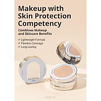 Missha Glow Cushion No21 Light Beige For Bright Skin Radiant Moisturizing Skin With Buildable Coverage