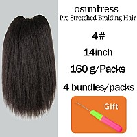 Osuntress Braiding Hair Pre Stretched 14 Inch 4 Packs Short Hair Extensions For Braids Synthetic Braiding Hair Prestretched 4