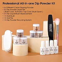 Rosalind 13Pcs Dip Nails Powder Starter Kit6 Colors Dip Powder Nail Kit Nude Brown Series Nail Dip Powder Colors Set With Base