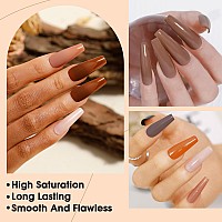 Rosalind 13Pcs Dip Nails Powder Starter Kit6 Colors Dip Powder Nail Kit Nude Brown Series Nail Dip Powder Colors Set With Base