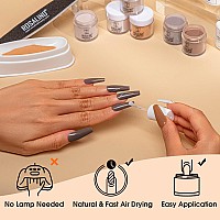 Rosalind 13Pcs Dip Nails Powder Starter Kit6 Colors Dip Powder Nail Kit Nude Brown Series Nail Dip Powder Colors Set With Base