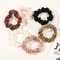 Satin Silk Hair Ties Small Mini Scrunchy For Women Cute Ponytail Holders Mini Bulk Scrunchies Elastic Hair Bands For Thick Curly