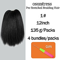 Osuntress Braiding Hair Pre Stretched 12 Inch 4 Packs Short Hair Extensions For Braids Synthetic Braiding Hair Prestretched 1