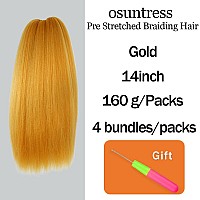 Osuntress Braiding Hair Pre Stretched 14 Inch 4 Packs Short Hair Extensions For Braids Synthetic Braiding Hair Prestretched Go