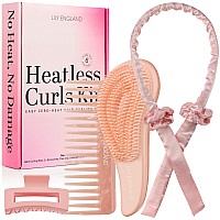 Lily England Heatless Hair Curler 6Piece No Heat Curls Overnight Set Includes A Detangler Brush Scrunchies Claw Clip Comb